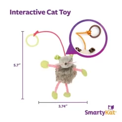SmartyKat Bouncy Mouse Plush Dangler Catnip Toy, Plush Toy For Indoor Cats & Kittens, Featuring Catnip, Encourages Exercise & Interactive Play
