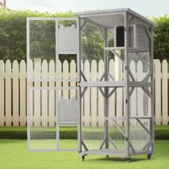 KWPZQEB Large Cat House Outdoor Catio Cat Enclosures With Wheels & 2 Doors, 70.9" Kitty House With Upgraded Resting Box Waterproof Roof, Gray -BlueBuffalo Sales Store GUEST 6dbb8393 13c6 4850 b87e 56d7ab04f3f3