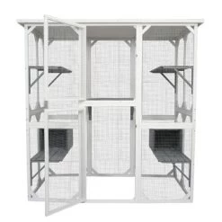 Gulches Cat Cage Box Lovely House Cute Pet Play Speace Wooden White Medium