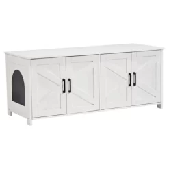 VEVOR Cat Litter Box Enclosure For 2 Cats, Litter Box Furniture Hidden With Double Rooms, Wooden Cat Box Cabinet, 47.2"L X 18.5"W X 19.7"H, White 15 VEVOR Cat Litter Box Enclosure For 2 Cats, Litter Box Furniture Hidden With Double Rooms, Wooden Cat Box Cabinet, 47.2"L X 18.5"W X 19.7"H, White -BlueBuffalo Sales Store GUEST 6e419d29 505d 4a41 87ed d288a2d09b04
