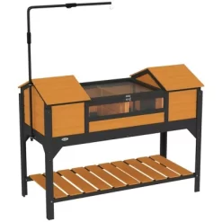 Resenkos Rabbit Hutch, Duck Cage Hutch,Rabbit Coop,Rabbit Cage W/ Run Feeding Trough Removable Tray Ramp Asphalt Roof, White -BlueBuffalo Sales Store GUEST 6e639c54 f248 404c a59d ad6c292d7046