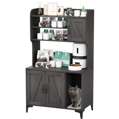 Litter Box Enclosure With Shelves And Doors, 2-in-1 Hidden Cat Litter Box Cabinet Furniture With Shelf,Indoor Cat House Wood Sturdy Pet Washroom 9 Litter Box Enclosure With Shelves And Doors, 2-in-1 Hidden Cat Litter Box Cabinet Furniture With Shelf,Indoor Cat House Wood Sturdy Pet Washroom - Image 9