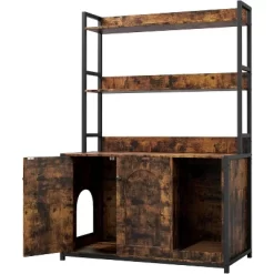 Cat Litter Box Enclosure With 2 Storage Shelves, Hidden Cat Furniture Cabinet With Double Doors, Scratch Pad, Indoor Cat House & Bookshelf Design -BlueBuffalo Sales Store GUEST 6f2cf8f0 0c3d 4063 9641 d212fb3eff2b