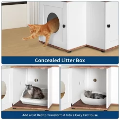 Cat Litter Box Enclosure With Scratching Post, Hanging Balls, 2-in-1 L-Shaped Corner Cat Litterbox With Storage Cabinet -BlueBuffalo Sales Store GUEST 6f3426e9 2a95 485c 8df1 5fb596d90f8b 1
