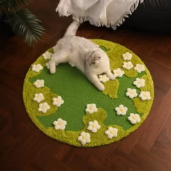 Fairyland™ - Floral Cat Garden Sisal Rug – Round Green Non-Slip Pet & Home Mat With 3D Flowers, Soft Teddy Velvet Accents -BlueBuffalo Sales Store GUEST 6fa22834 aca4 4bf8 9ae1 f1da594e54dc