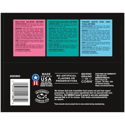 Sheba Perfect Portions Paté In Natural Juices Seafood Premium Adult Wet Cat Food - 2.6oz/24ct Variety Pack 1 Sheba Perfect Portions Paté In Natural Juices Seafood Premium Adult Wet Cat Food - 2.6oz/24ct Variety Pack