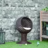 PawHut 27" Hooded Wicker Elevated Cat Bed Rattan Kitten Condo Round With Cushion