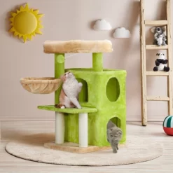 33" Cat Tree Cat Tower For Indoor Cats, Cat Activity Center Play House With Large Padded Perch, Hammock Scratching Posts & Dangling Ball Green -BlueBuffalo Sales Store GUEST 7084ebc0 f0ac 4d96 bc7f a4049e2e6e03