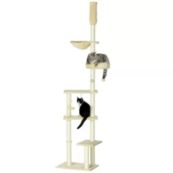 Chery Life Floor To Ceiling Cat Tree, Adjustable Height, Cat Climbing Tower With Carpeted Platforms, Cozy Bed, Hammock, Scratching Posts, Toy Balls -BlueBuffalo Sales Store GUEST 70d69e56 465d 4aae 83d6 8ae7ed7a0c37 1