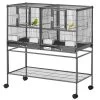 Resenkos Bird Cage, Bird Cages Habitat,Bird Cage With Rolling Stand Removable Metal Tray, Storage Shelf, Wood Perch Black