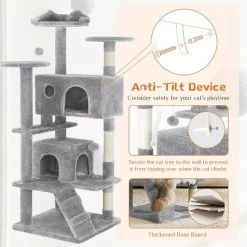 Sevobal Pet Tower Cat Tree Tower, Multi-Level With Sisal Grab Post, Indoor Apartment With Ladder, Plush Toys, Rest And Play, Gray, 19.7″*19.7″*53.14″ -BlueBuffalo Sales Store GUEST 70fec303 79bf 47f8 acea 3f1dbfcddbae