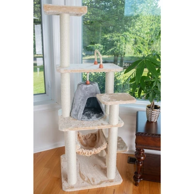 Armarkat 65" Real Wood Cat Tree With Sisal Rope, Hammock, Soft-side Playhouse A6501 2 Armarkat 65" Real Wood Cat Tree With Sisal Rope, Hammock, Soft-side Playhouse A6501 - Image 2