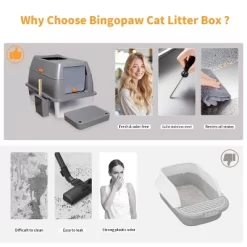 XXL Stainless Steel Cat Litter Box Enclosed Cat Litter Tray Box With Front Top Entry & High Side & Scoop For Puppy,Kitten -BlueBuffalo Sales Store GUEST 71247d77 2e9e 4900 a1cc e5a8352a2005
