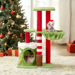 Phiestina 32in Cat Scratching Posts Tower, Christmas Themed Plush Cat Tree With Hammock, Cat Massage Brush, Activity Center For Indoor Cats 17 Phiestina 32in Cat Scratching Posts Tower, Christmas Themed Plush Cat Tree With Hammock, Cat Massage Brush, Activity Center For Indoor Cats -BlueBuffalo Sales Store GUEST 71995c1c 22a1 4d41 9b53 63f11d9b5b5e