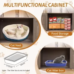 Modern Cat Tree With Litter Box Enclosure And Large Platform, All-in-One Cat Furniture With Space Capsule，Food Station And Hammocks, Gray -BlueBuffalo Sales Store GUEST 7433939c 3ffe 4e9b a49e 2000dfa99e4e