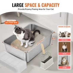 VEVOR Cat Litter Box, 8 Inches Deep, XL Extra Large Stainless Steel Cat Litter Box With Scoop, Wide Filtering Foot Board & High Sides -BlueBuffalo Sales Store GUEST 74ac6d26 1659 44bc 81bd e6126f7527b2