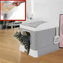 Artloge Jumbo 2 In 1 Enclosed Self Cleaning Cat Litter Box Kitten Tray Toilet Cabinet With Litter Scoop & Cushion Mat For Kittens Furniture -BlueBuffalo Sales Store GUEST 74cb81fd e490 482c b88e 12a8093914cc