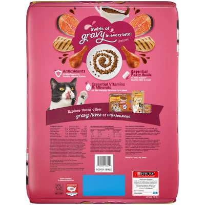 Purina Friskies Gravy Swirlers With Flavors Of Chicken, Salmon & Gravy Adult Complete & Balanced Dry Cat Food 1 Purina Friskies Gravy Swirlers With Flavors Of Chicken, Salmon & Gravy Adult Complete & Balanced Dry Cat Food