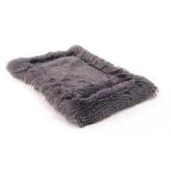 Precious Tails Eyelash Faux Fur Bordered Cat And Dog Mat - L - Gray