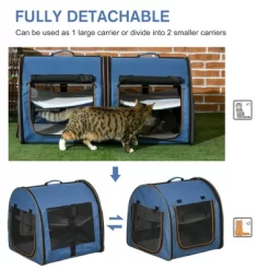 Gulches 39" Portable Soft-Sided Cat Carrier - Dual Compartment With Divider, Cushions & Storage Bag In Blue For Comfortable Travel -BlueBuffalo Sales Store GUEST 75c7a540 0e9f 4831 959f 7c9969c36cb1