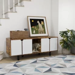 Gulches PawHut Hidden Litter Box Enclosure For 2 Cats - Rustic Brown TV Stand & Cat Condo -BlueBuffalo Sales Store GUEST 75d719c1 2681 426a 9e1b f737648cf382