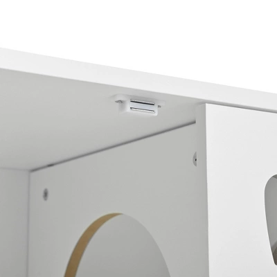 Cat Cabinet Cat House Cat Litter Box Enclosure With Sisal Cat Scratcher & Hooks, Sideboard Storage Cabinet, White - ModernLuxe 11 Cat Cabinet Cat House Cat Litter Box Enclosure With Sisal Cat Scratcher & Hooks, Sideboard Storage Cabinet, White - ModernLuxe - Image 11