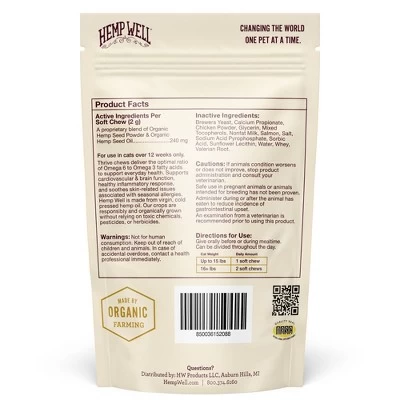 Hemp Well Thrive Cat Soft Chews For Everyday Health - 60 Ct. 1 Hemp Well Thrive Cat Soft Chews For Everyday Health - 60 Ct.