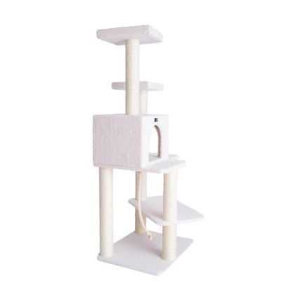 Armarkat Ivory 57" High Real Wood Cat Tree, Fleece Covered Cat Climber, B5701 7 Armarkat Ivory 57" High Real Wood Cat Tree, Fleece Covered Cat Climber, B5701 - Image 7