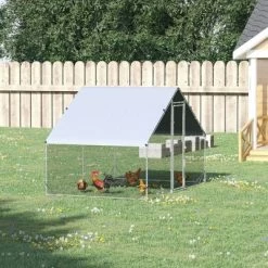 Resenkos Rabbit Hutch, Duck Cage Hutch,Chicken Coop,Large Chicken Coop Metal Chicken Run With Waterproof And Anti-UV Cover Silver -BlueBuffalo Sales Store GUEST 77572243 9abe 45d0 bb29 5781bc87418f
