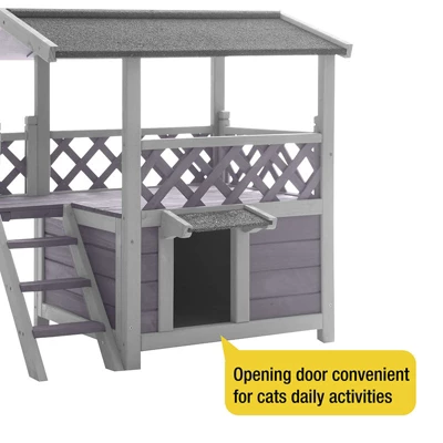 Aivituvin Outdoor/ Indoor Two Story Cat House(Inner Space 5.2 Ft²)-AIR09-B 7 Aivituvin Outdoor/ Indoor Two Story Cat House(Inner Space 5.2 Ft²)-AIR09-B - Image 7