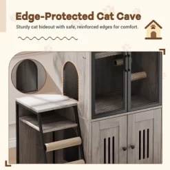 Double Cat Litter Box Fence With Ladder, Double Cat House With Storage Space, Enclosed Litter Box Furniture, Gray -BlueBuffalo Sales Store GUEST 7784e4a2 4720 4a37 b969 b60c377aef67