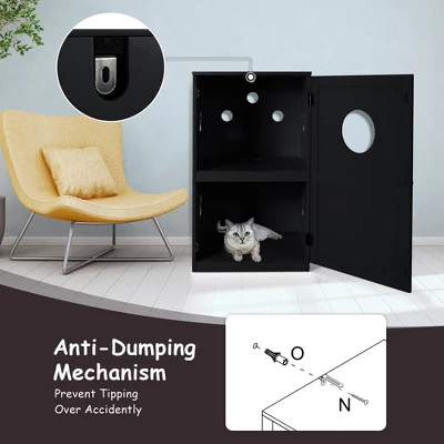 Costway 2-tier Litter Box Enclosure Furniture Hidden Cat House W/ Anti-toppling Device 4 Costway 2-tier Litter Box Enclosure Furniture Hidden Cat House W/ Anti-toppling Device - Image 4
