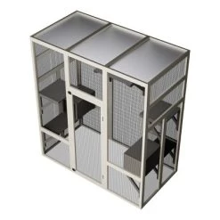 62"Large Outdoor Wooden Catio, Gray Cat Enclosure With 5 Platforms & 2 Resting Boxes, UV-Resistant & Waterproof Cat House Shelter Playpen - Cuddlewood -BlueBuffalo Sales Store GUEST 77bb0489 1fa6 436c bba7 9b3ca82b1978