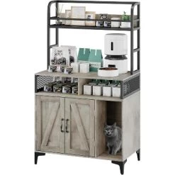 Acekool 55" Hidden Cat Litter Box Furniture - Storage Shelf & Scratching Pad For 2 Cats