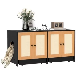 PawHut Cat Litter Box Enclosure, Hidden Litter Box Furniture For 2 Cats With 2 Cabinets, Scratching Mats & Trays, Black 11 PawHut Cat Litter Box Enclosure, Hidden Litter Box Furniture For 2 Cats With 2 Cabinets, Scratching Mats & Trays, Black -BlueBuffalo Sales Store GUEST 77e02207 38c6 4958 b6a1 0c334bde7b83
