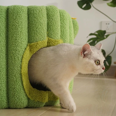 Fairyland™ - Cactus Sisal Bucket Cat Bed - Cute Plush Cat House With Scratching Post For Indoor Cats 2 Fairyland™ - Cactus Sisal Bucket Cat Bed - Cute Plush Cat House With Scratching Post For Indoor Cats - Image 2