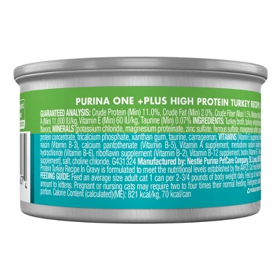 Purina ONE Turkey Wet Cat Food - 3oz 1 Purina ONE Turkey Wet Cat Food - 3oz
