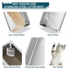 GustoWave Stainless Steel Cat Litter Box With Enclosed Lid, Extra Large Litter Box, Metal Litter Tray Pan With High Sides Wall Enclosure 10 GustoWave Stainless Steel Cat Litter Box With Enclosed Lid, Extra Large Litter Box, Metal Litter Tray Pan With High Sides Wall Enclosure -BlueBuffalo Sales Store GUEST 792f37ea c743 49a5 9612 41c9773bb638