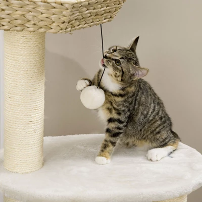 SEVOBAL Cat Tree Kitty Activity Center, Cat Climbing Toy With Cattail Fluff, Bed, Condo, Sisal Scratching Post, Natural, (19.8"*19.8"*46.8") 3 SEVOBAL Cat Tree Kitty Activity Center, Cat Climbing Toy With Cattail Fluff, Bed, Condo, Sisal Scratching Post, Natural, (19.8"*19.8"*46.8") - Image 3
