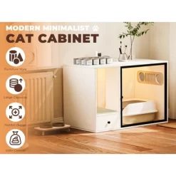 ATJafurn Cat Litter Box Enclosure Furniture Style, White Large Hidden LitterBox Cat Cabinet With Storage And Glass Door For Living Room -BlueBuffalo Sales Store GUEST 7af45259 7aab 49fc 9e14 080ad25ac889
