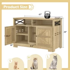 JUJABU Brown Farmhouse Double Hidden Cat Litter Box Enclosure, 2-Cat Capacity, Indoor Cat Washroom, Multi-Use End Table -BlueBuffalo Sales Store GUEST 7af742d9 6fb3 4d55 803f 77d2495109df