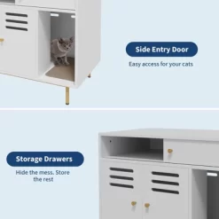 Cat Litter Box Enclosure - Hidden Litter Box Furniture With 2 Compartments, Scratching Mat, Double-Door Storage Cabinet -BlueBuffalo Sales Store GUEST 7b07339b fede 4c16 af41 d1c8a464f8fe