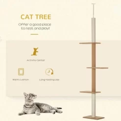Resenkos Floor-to-Ceiling Cat Tree Cat Climbing Tower With Sisal-Covered Scratching Posts Natural Cat Tree Activity Center, Light Brown -BlueBuffalo Sales Store GUEST 7b1c17f3 73b2 4aa8 8589 c0f365d4a9c9