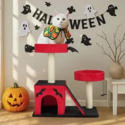 Halloween Gothic Cat Tree With Bat Wings, Spider Toy, Sisal Scratching Posts, Dual Perches & Condo ¨C Dark Red And Black Cat Tower -BlueBuffalo Sales Store GUEST 7b7783cb 651b 47a8 a585 0b767ecb1c77