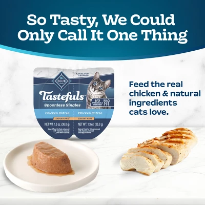 Blue Buffalo Tastefuls Spoonless Singles Chicken Entree Pate Adult Dry Cat Food - 2.6oz 2 Blue Buffalo Tastefuls Spoonless Singles Chicken Entree Pate Adult Dry Cat Food - 2.6oz - Image 2