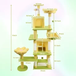 Lirago 71" Yellow Flower Cat Tree With Large Cat Condo Removable Flower Cushion Hammock Scratching Posts -BlueBuffalo Sales Store GUEST 7bea3f86 d169 42a3 9e28 f98eeadc48c6