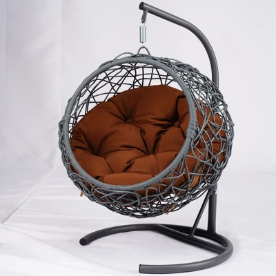 Cesicia Gray Cat Swing Bed With Stand & Cushion, Rattan Wicker Swing Chair, Hanging Swinging Cat Bed For Cats, Small Dogs, And Small Animals 9 Cesicia Gray Cat Swing Bed With Stand & Cushion, Rattan Wicker Swing Chair, Hanging Swinging Cat Bed For Cats, Small Dogs, And Small Animals - Image 9