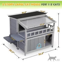 Sandinrayli Outdoor Insulated Cat House (Gray)