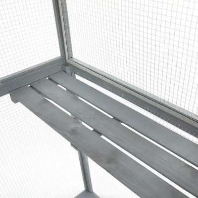 Resenkos 70-Inch Cat Catio, Outdoor Wooden Enclosure With Wheels, Multi-Level Platforms, Lockable Door, Sunroof, Custom Panels, Gray Gray With Pattern 11 Resenkos 70-Inch Cat Catio, Outdoor Wooden Enclosure With Wheels, Multi-Level Platforms, Lockable Door, Sunroof, Custom Panels, Gray Gray With Pattern - Image 11