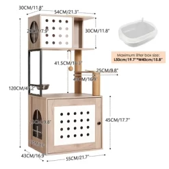 ORRD Modern Cat Tree W/Litter Box Enclosure, Hammock, Bed, Scratching Posts & Food Station – Gray+White 10 ORRD Modern Cat Tree W/Litter Box Enclosure, Hammock, Bed, Scratching Posts & Food Station – Gray+White -BlueBuffalo Sales Store GUEST 7d5f76ed 1e79 42c5 9f71 f9091f2b7f72
